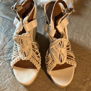 Lucky Brand Boho macrame wedge heels